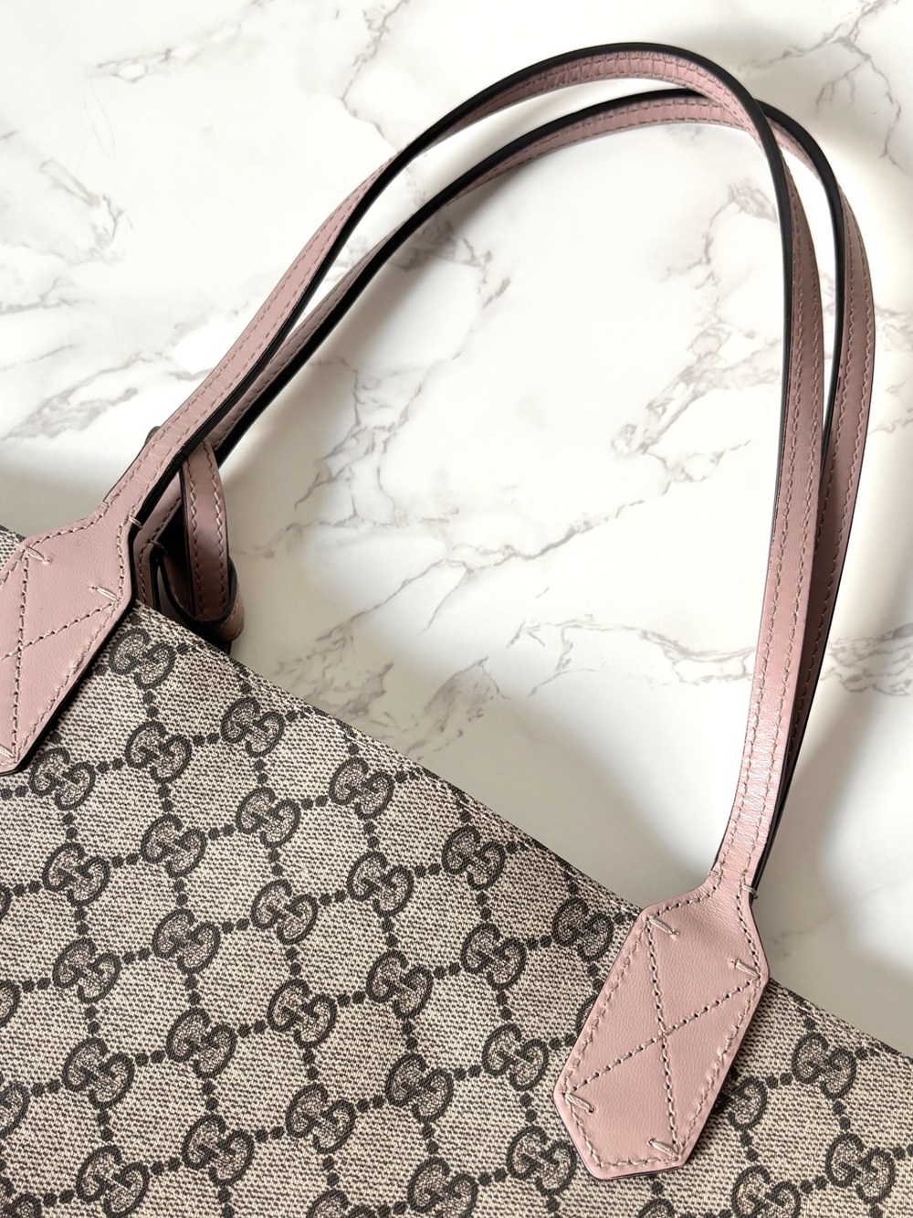 ❌SOLD❌ Gucci GG Supreme Reversible Tote Brown Blush Pink - Picture 12 of 17